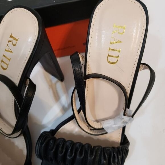 NIB RAID Wide Fit Waverly ruched heeled‎ sandals in black Size 5 - Picture 4 of 8
